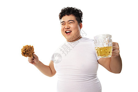小胖喝啤酒图片