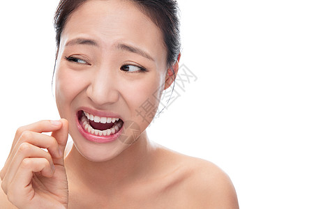 牙齿疼痛的青年女人高清图片