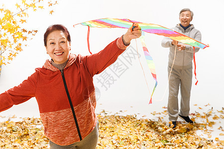 老年夫妇放风筝图片