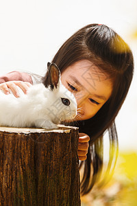 小女孩和小兔子高清图片