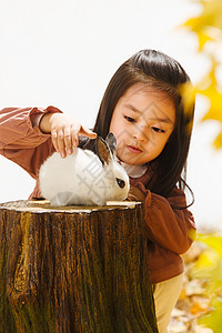 小女孩和小兔子高清图片