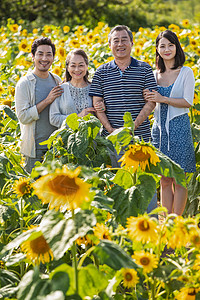 花海里的幸福家庭图片