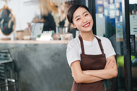 咖啡店的女服务员图片