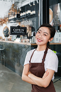 咖啡店的女服务员图片