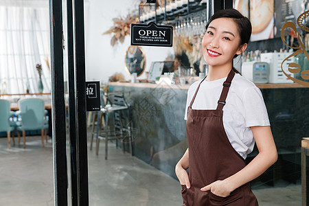 咖啡店的女服务员图片