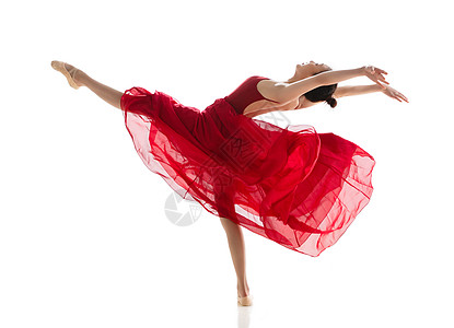 穿舞蹈鞋的舞者穿红色裙子跳芭蕾舞的青年女人背景