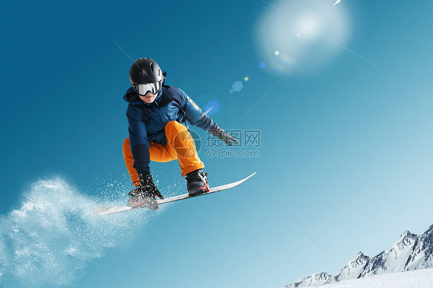 滑雪的青年男人图片