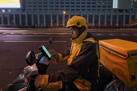 夜晚工作的外卖员高清图片下载-正版图片507692766-摄图网
