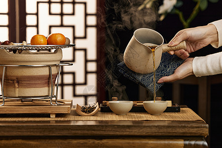茶室围炉煮茶图片