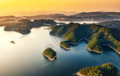 千岛湖航拍航拍杭州千岛湖景区背景