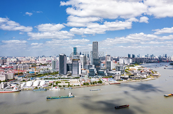 航拍上海徐汇滨江西岸城市CBD建筑群图片