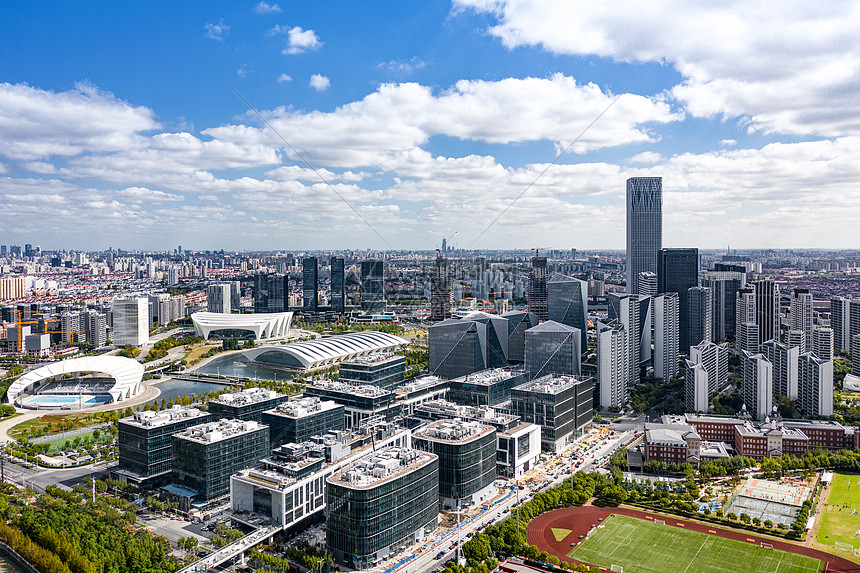 上海前滩商务建筑群航拍高清图片下载-正版图片507693903-摄图网