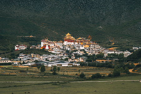 藏传寺庙云南香格里拉松赞林寺背景