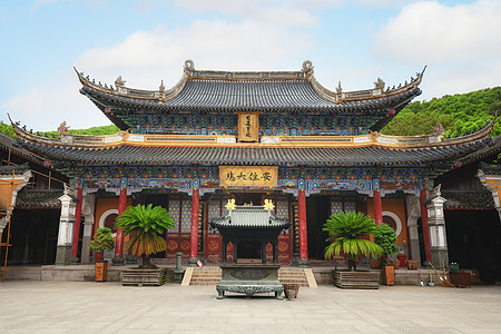 浙江普陀山5A风景区普陀山普济禅寺背景