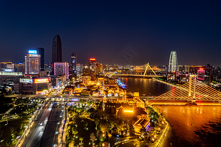 航拍宁波三江口两岸cbd建筑城市夜景图片