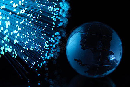 蓝色地球科技地球与蓝色光纤背景