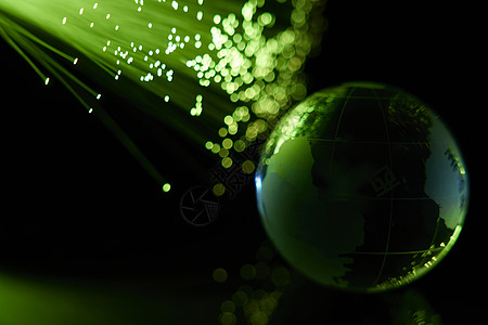 绿色地球科技光纤和地球背景