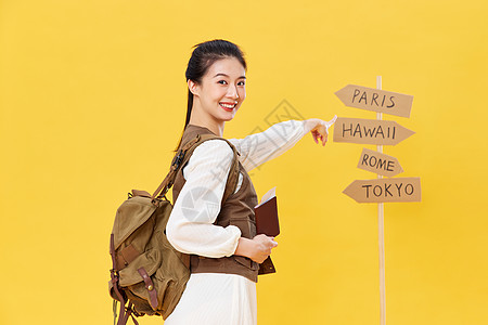 环球旅行青春少女国外度假旅行背景