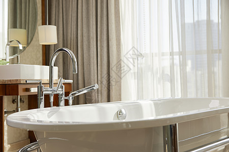 高端酒店浴缸背景图片