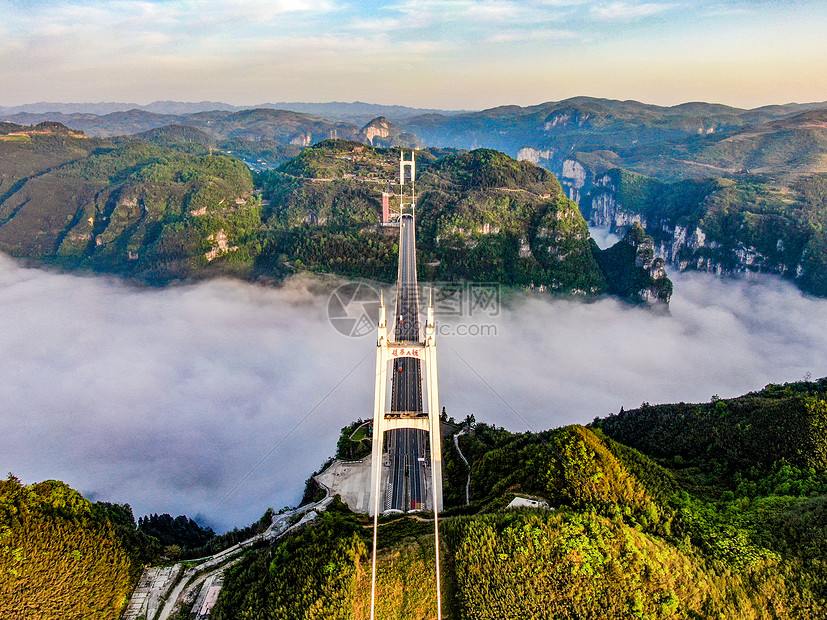 湖南湘西矮寨大桥5A景区航拍图片