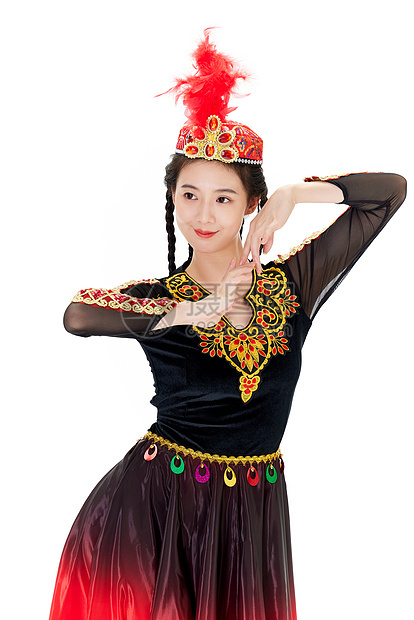 穿着维族服饰跳舞的女孩图片
