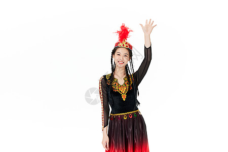 打招呼的维吾尔族女性图片