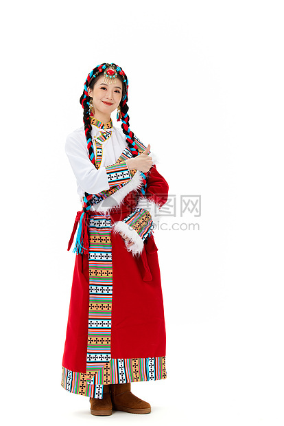 穿藏族服饰点赞的女性图片