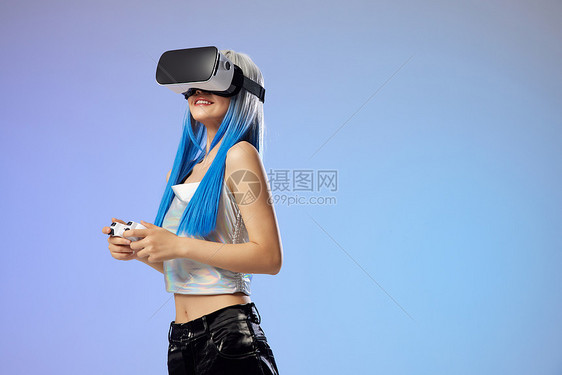 元宇宙科技女性使用vr图片