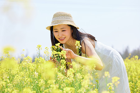 温馨之家春日赏花的少女背景