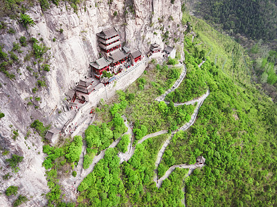 中华文化5A风景区娲皇宫航拍背景