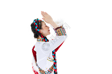 双手合十的藏族女性图片