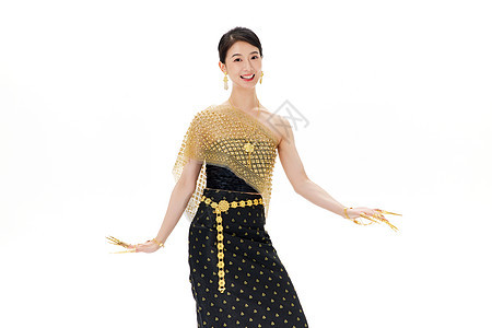傣族美女舞蹈动作背景图片