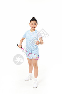 小女孩羽毛球开球动作背景图片