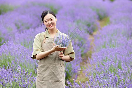 女性薰衣草种植员形象图片