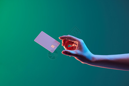 科技背景漂浮的信用卡高清图片