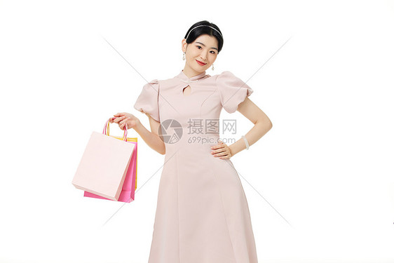 新中式女性购物形象图片