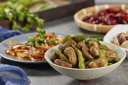 饮食传统凉拌菜花生毛豆背景