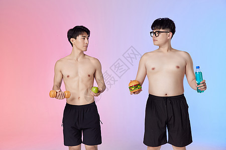 不同身材的人饮食习惯对比背景图片