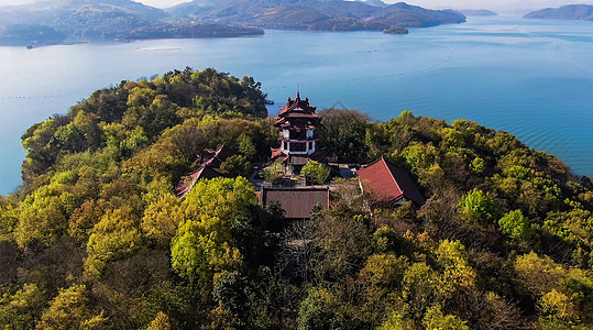 航拍5A溧阳天目湖景区状元阁图片