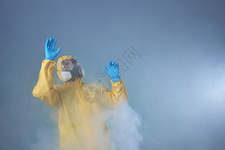 核污染现场的工作人员背景图片