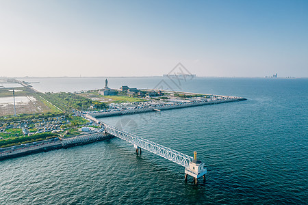 秋季唯美天津滨海海边风光背景