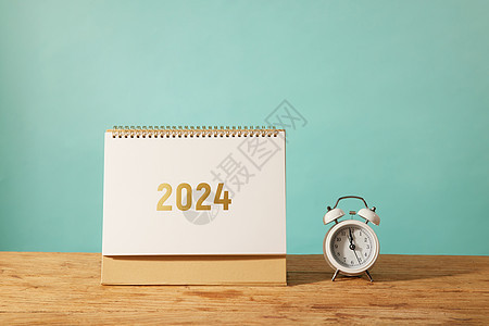 2024新年质感金色台历背景图片