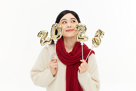 年轻女性手举数字2025图片