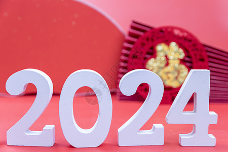 2024年新年龙年红色背景图片