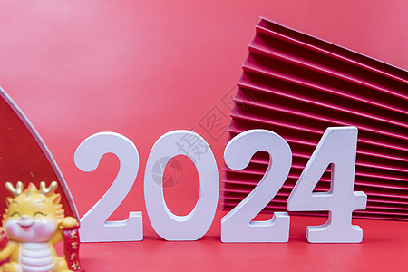 2024年新年龙年红色背景图片