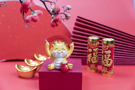 龙年新年春节红色背景背景