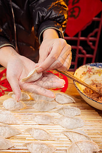 新年包饺子背景图片