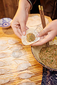 手工制作水饺新年制作美味的饺子背景