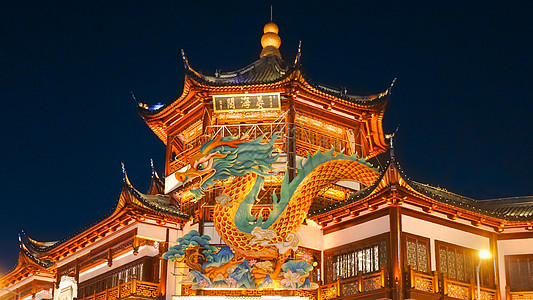 龙年中国风新年节日龙年豫园灯会背景