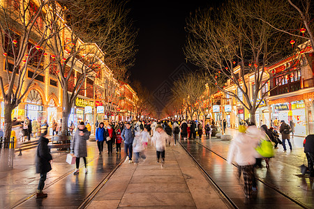 过年街道北京前门大街新年氛围背景